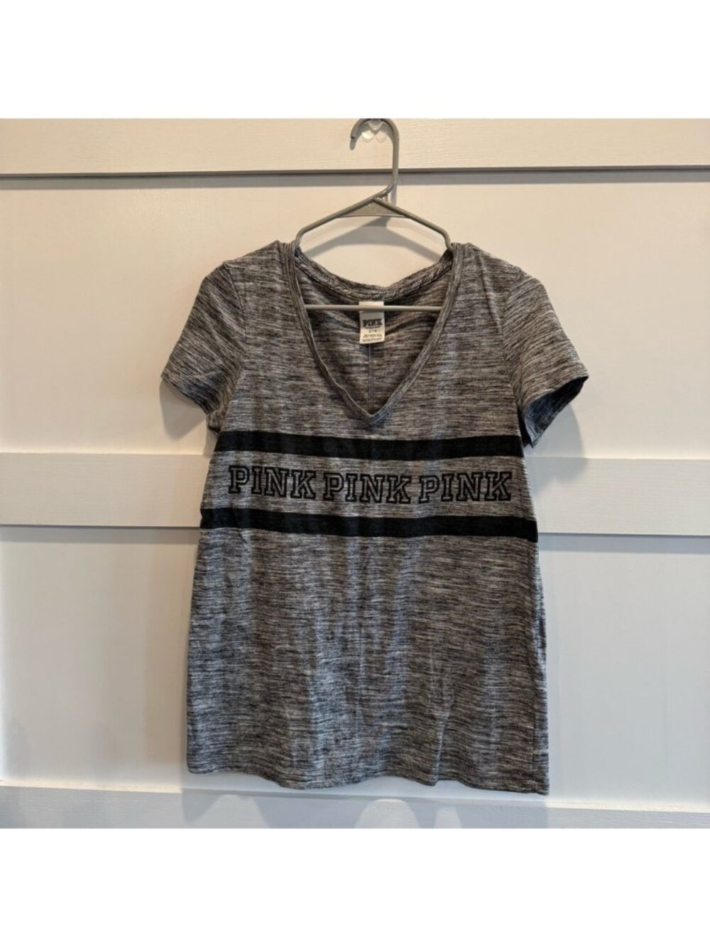 Victoria's Secret Gray and Black V-Neck Tee